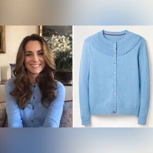 Boden 'Abercorn' Scallop Cardigan in Frosted Blue-ASO Kate Middleton